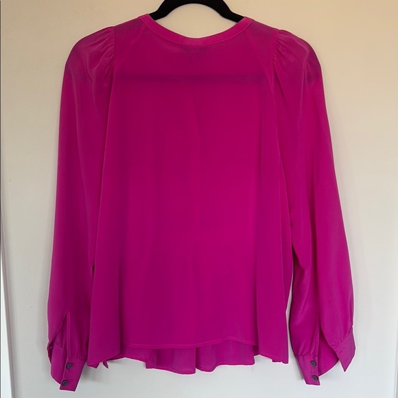 J. Crew Pink Silk Long Sleeve Pleated Blouse Large - Picture 5 of 5